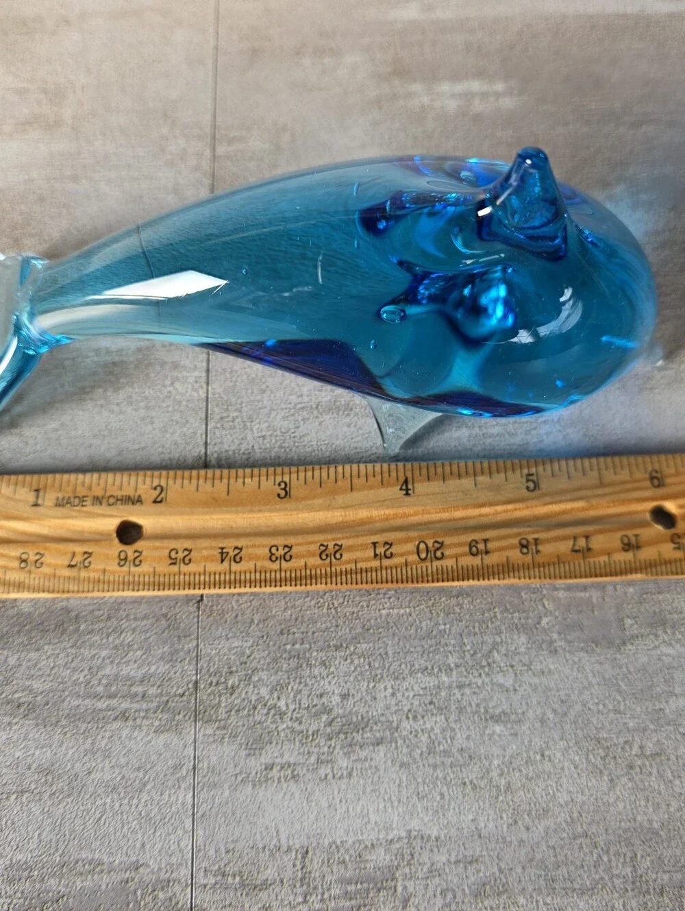 Blue Art Glass Dolphin Figurine - Decorative Home Accent